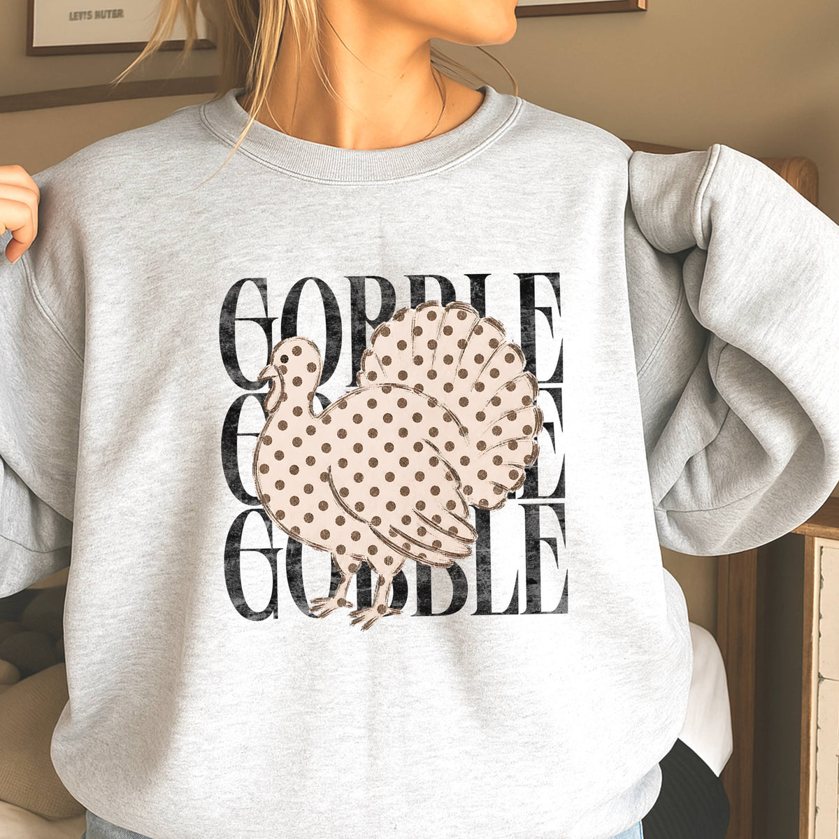 Gobble Turkey Thanksgiving Sweatshirt | S-2X