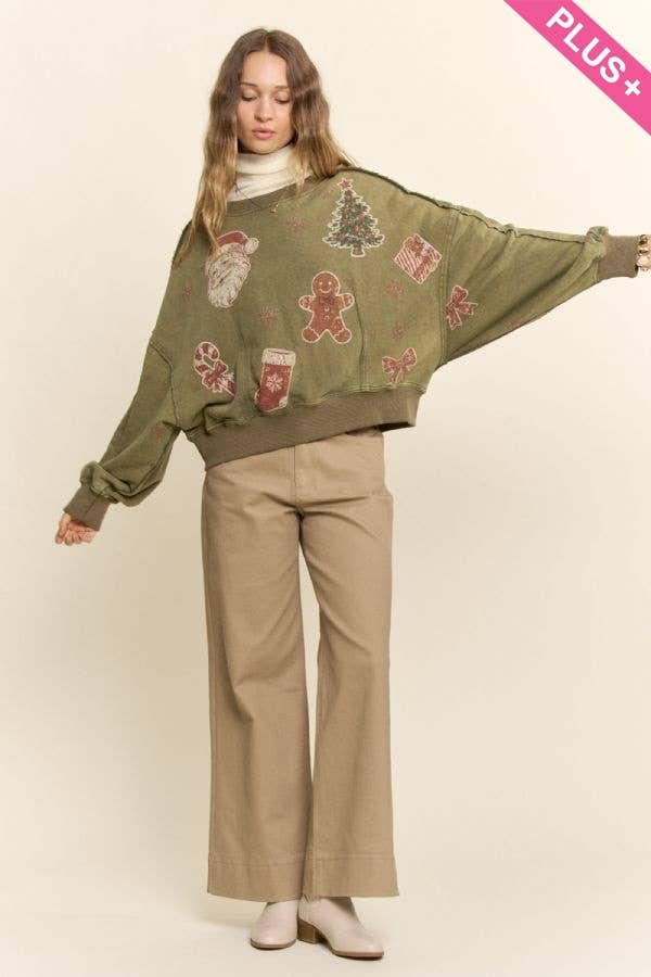 Vintage Holiday Graphic Washed Sweatshirt | S-L / 1X-3X