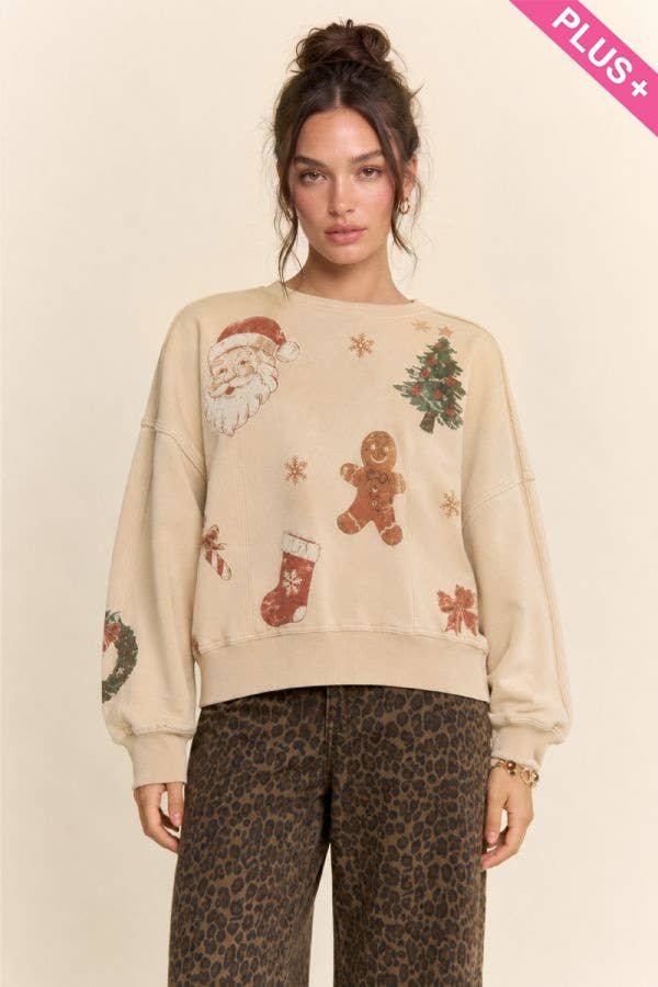 Vintage Holiday Graphic Washed Sweatshirt | S-L / 1X-3X
