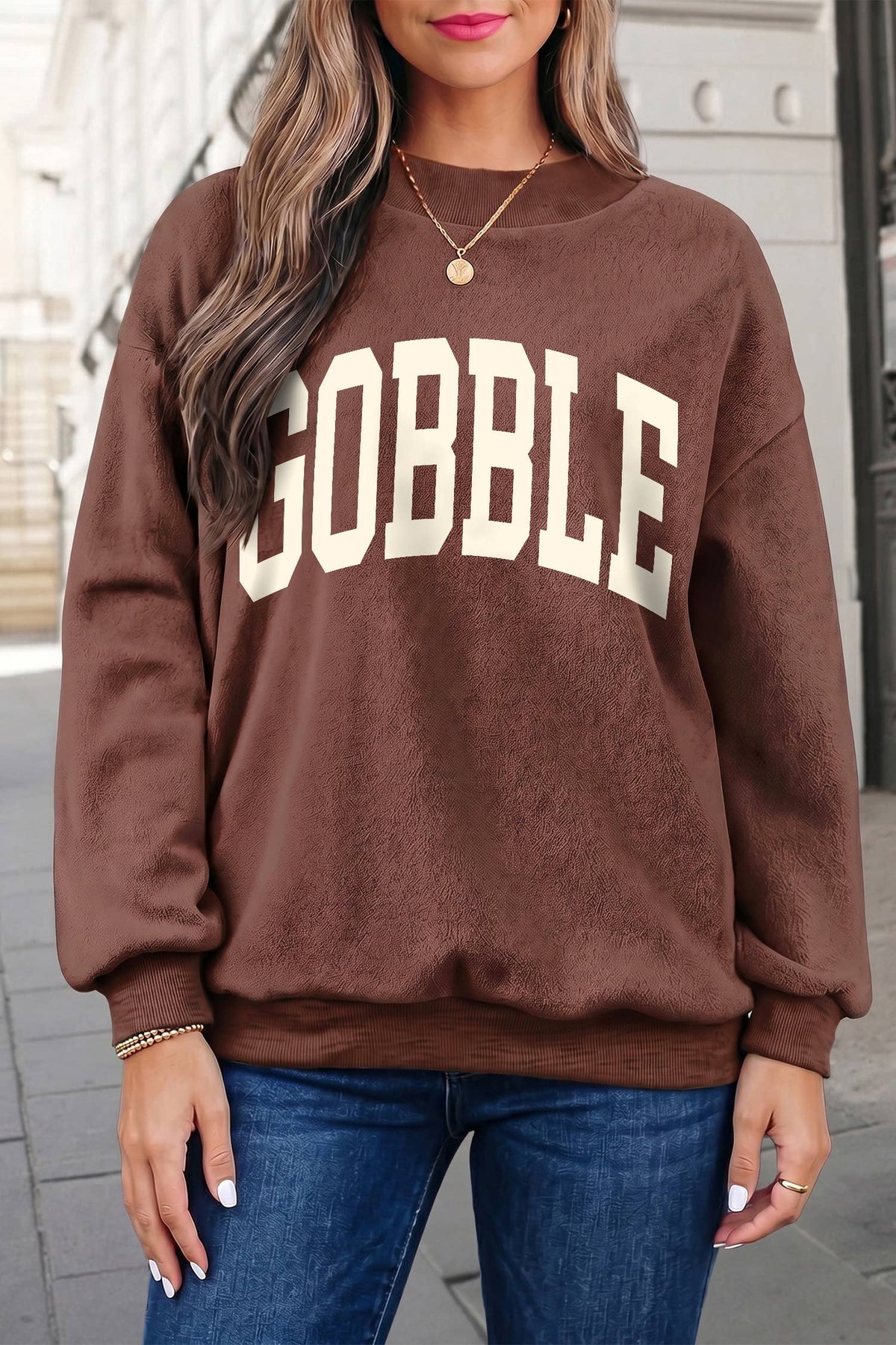 Thanksgiving Mock Neck Graphic Pullover Sweatshirt | S-2XL
