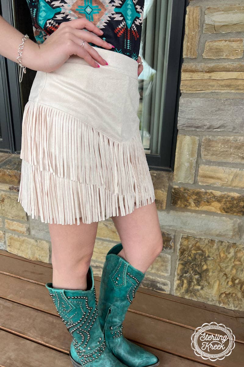 FORT WORTH FRINGE SKIRT CREAM