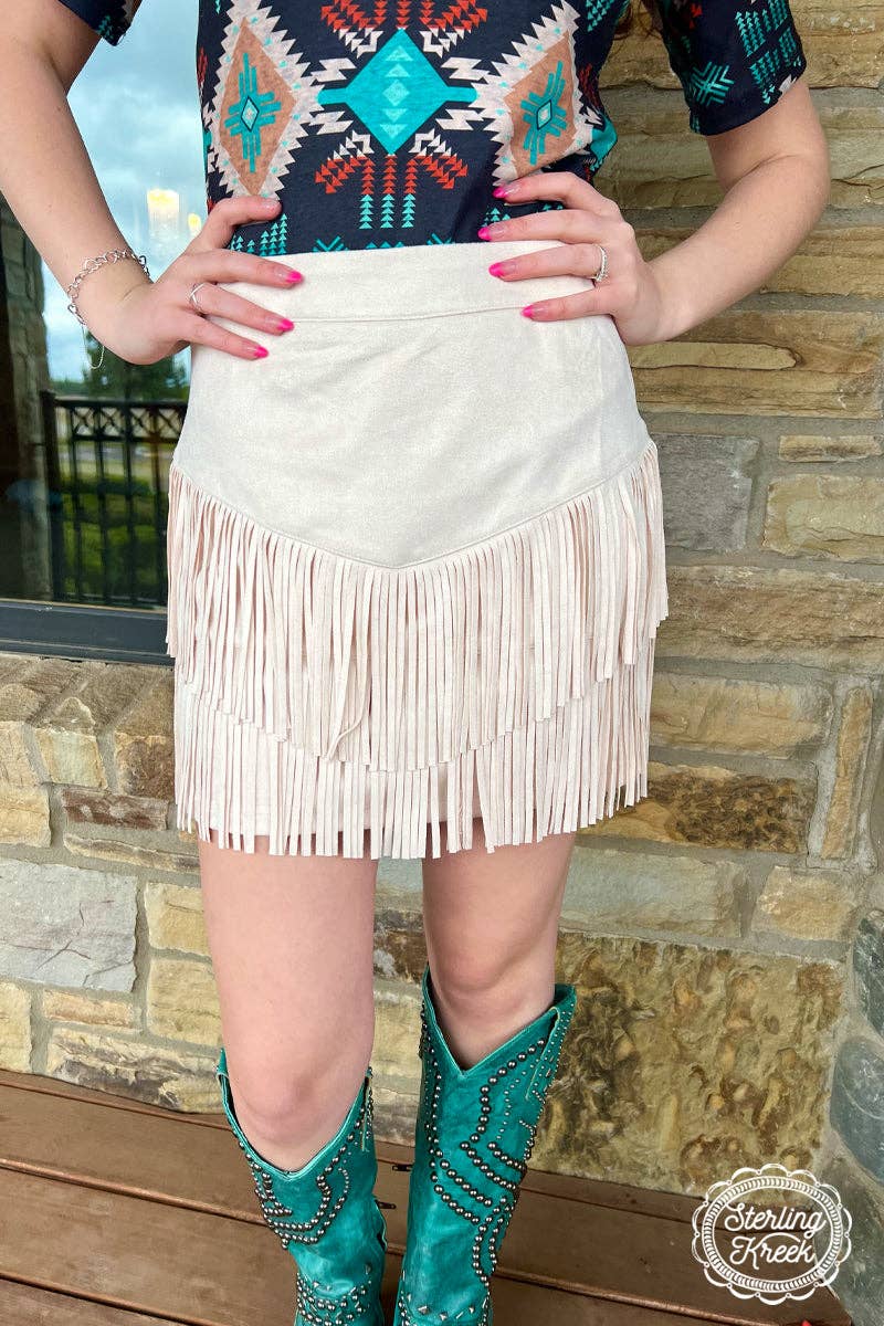 FORT WORTH FRINGE SKIRT CREAM